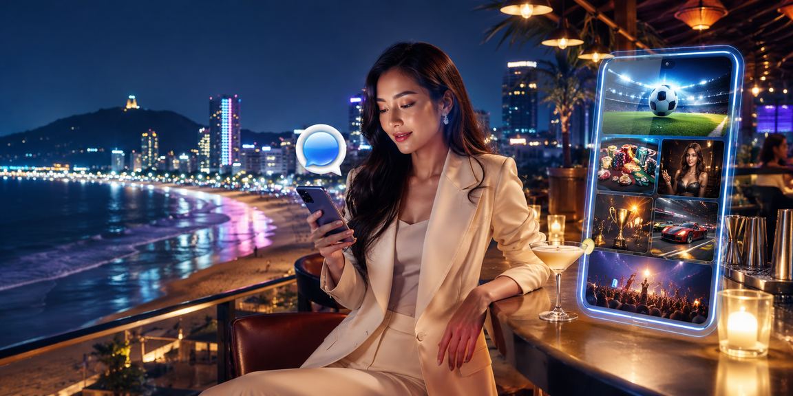 Người chơi cá cược trên nền tảng di động ở Vũng Tàu bên bãi biển